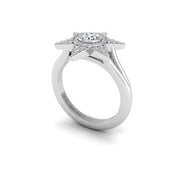 Star Diamond Engagement Ring in White Gold- AUWL Assembly
