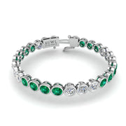 18k white gold Zodiac birthstone bracelet with emerald gemstone, designed for women, perfect astrology jewelry from Celestial Vibe collection