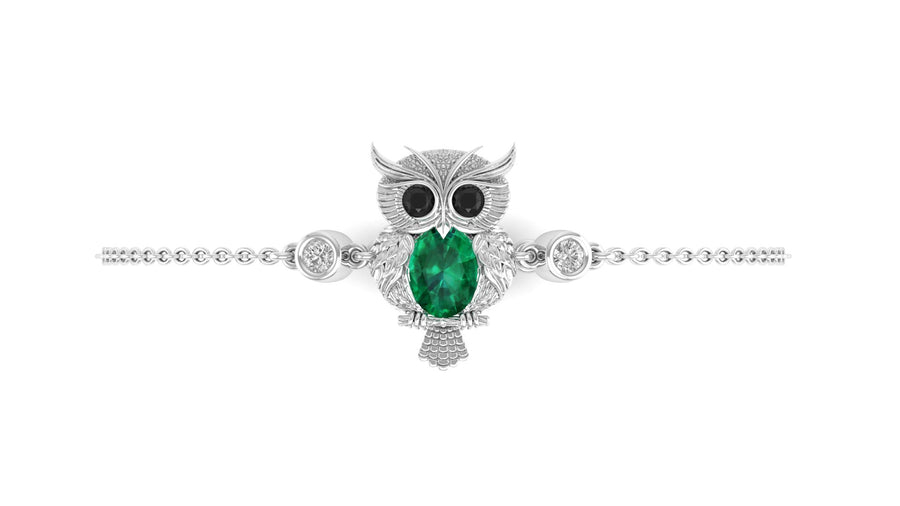 Claricia - Pechaka Owl Bracelet - Emerald Oval