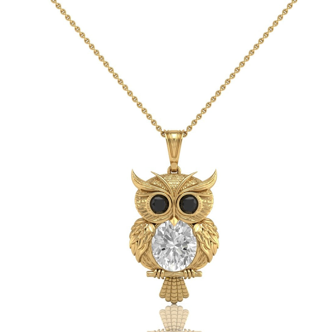 Mercuria - Pechaka Owl Pendant - Diamond Oval
