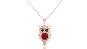 Mercuria - Pechaka Owl Pendant - Ruby Oval