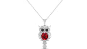 Mercuria - Pechaka Owl Pendant - Ruby Oval