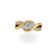 Triskele Three-Stone Bridal Ring - Diamond Round
