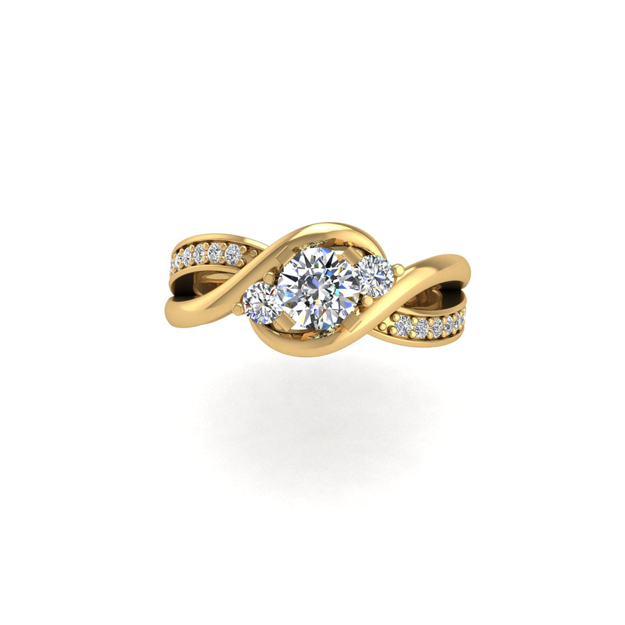 Triskele Three-Stone Bridal Ring - Diamond Round