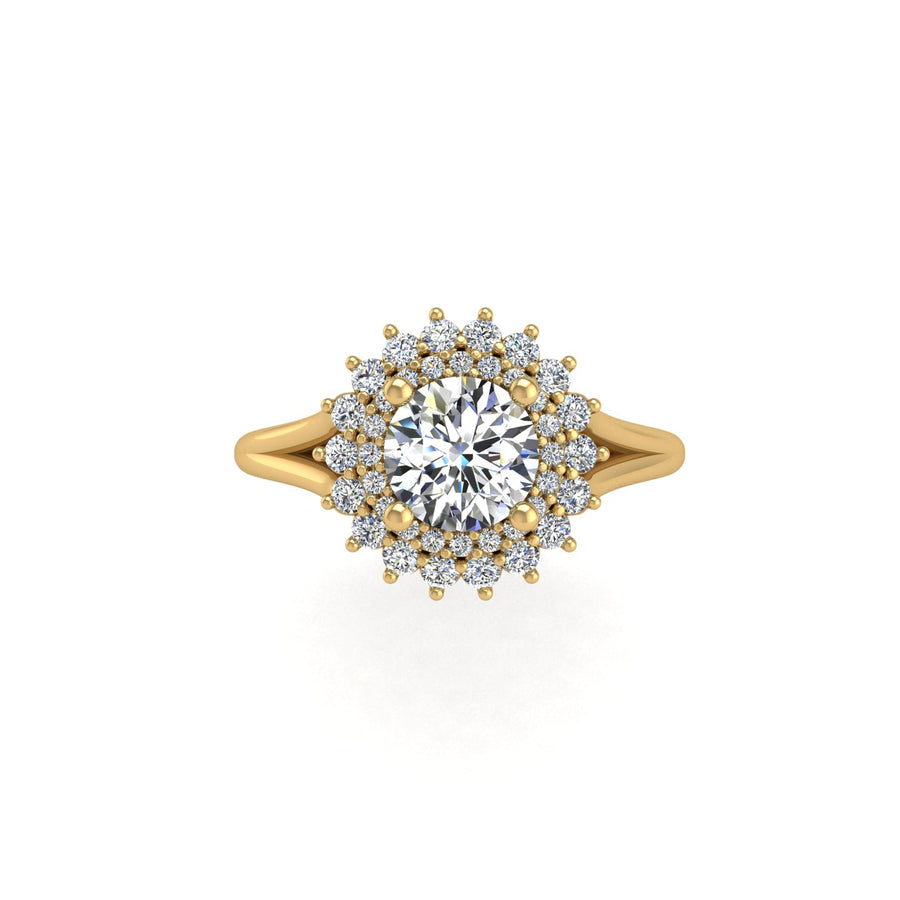 Sun and Stars Double Halo Ring - Diamond Round