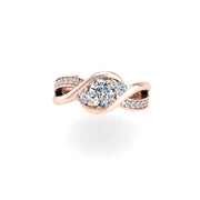 Triskele Three-Stone Bridal Ring - Diamond Round