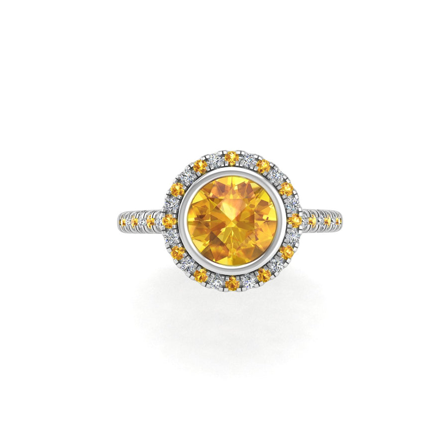 Starry Halo Ring - Yellow Sapphire Round