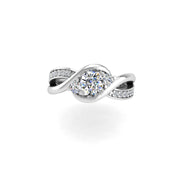Triskele Three-Stone Bridal Ring - Diamond Round