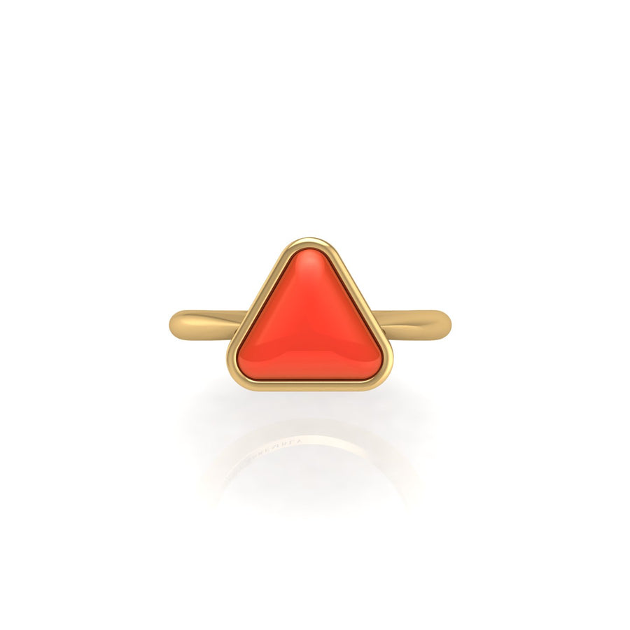 Celestial Solitaire Ring - Red Coral Trillion