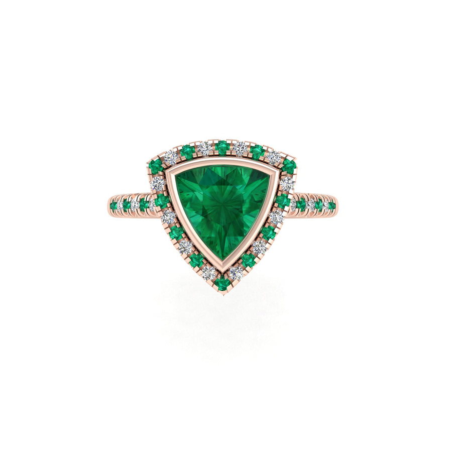 Starry Halo Ring - Emerald Trillion