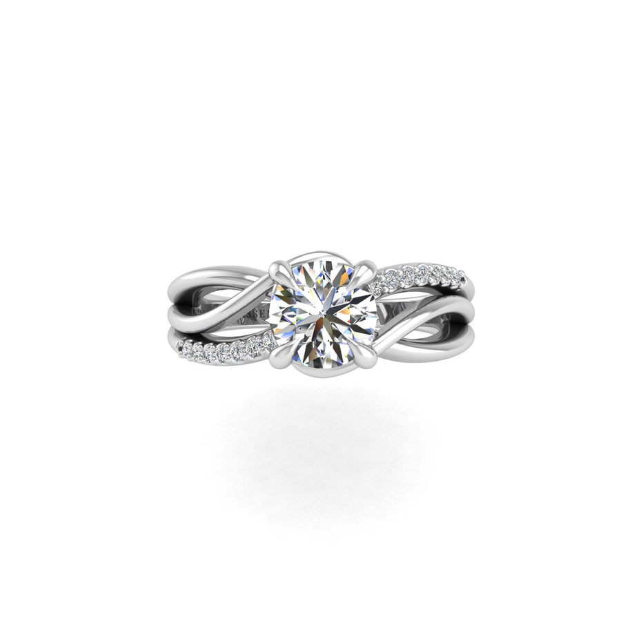 Love Knot Crossover Ring - Diamond Round