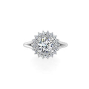 Sun and Stars Double Halo Ring - Diamond Round