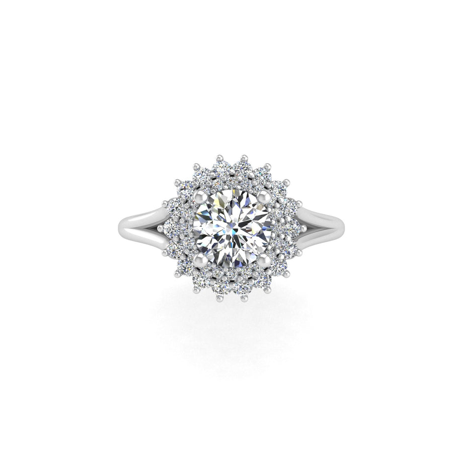 Sun and Stars Double Halo Ring - Diamond Round