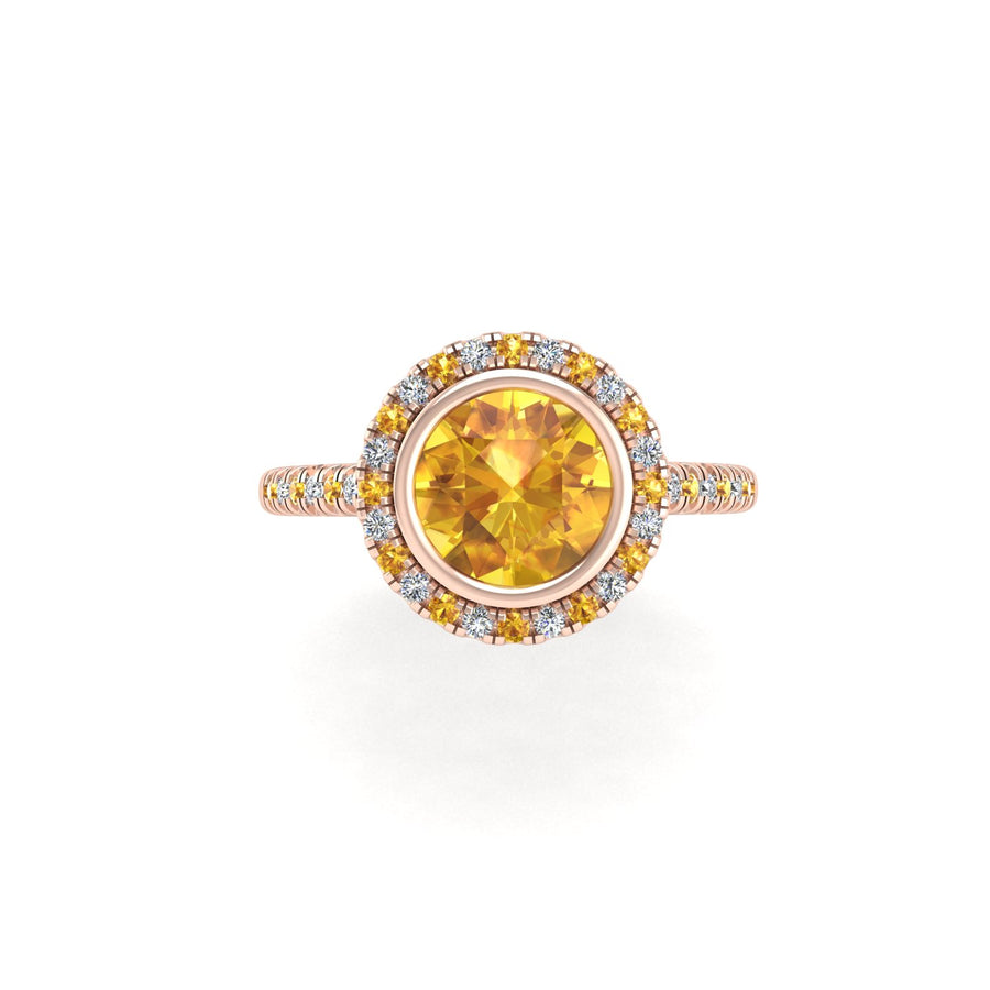 Starry Halo Ring - Yellow Sapphire Round