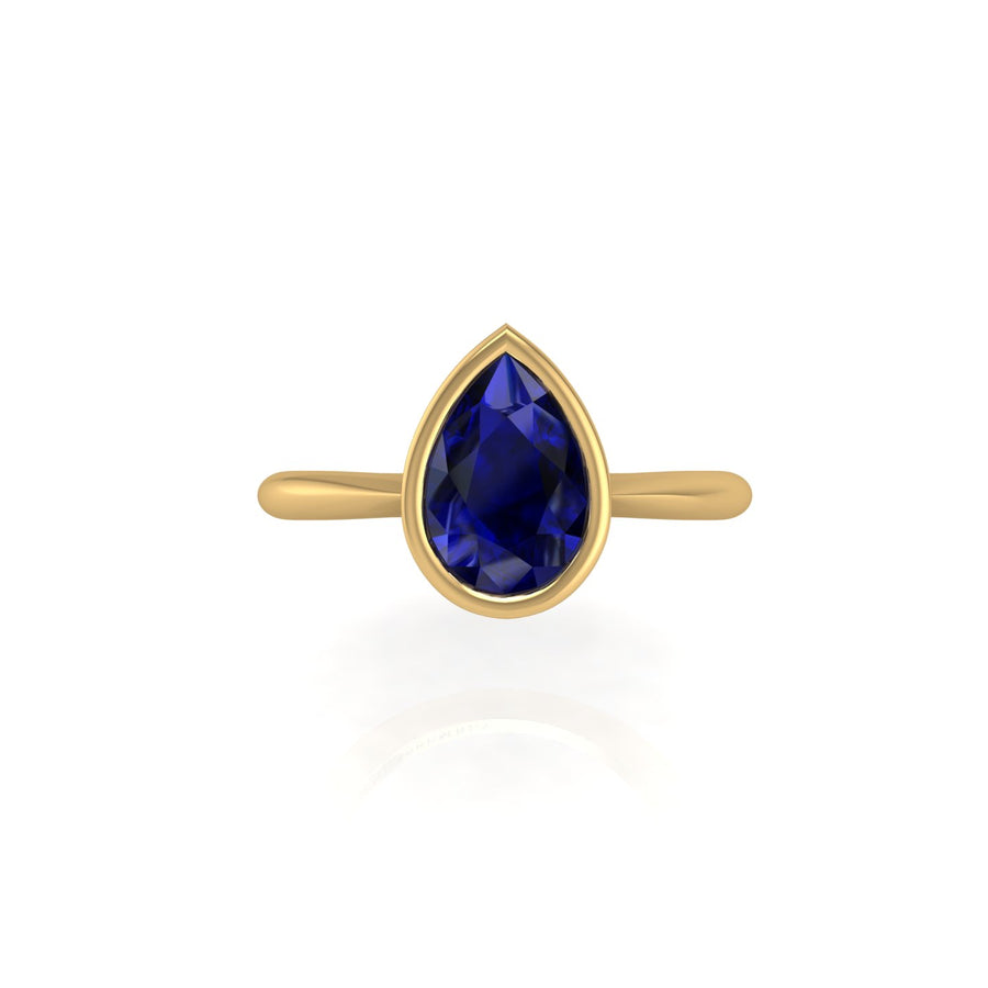 Celestial Solitaire Ring - Blue Sapphire Pear
