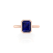 Celestial Solitaire Ring - Blue Sapphire Emerald
