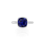Celestial Solitaire Ring - Blue Sapphire Cushion