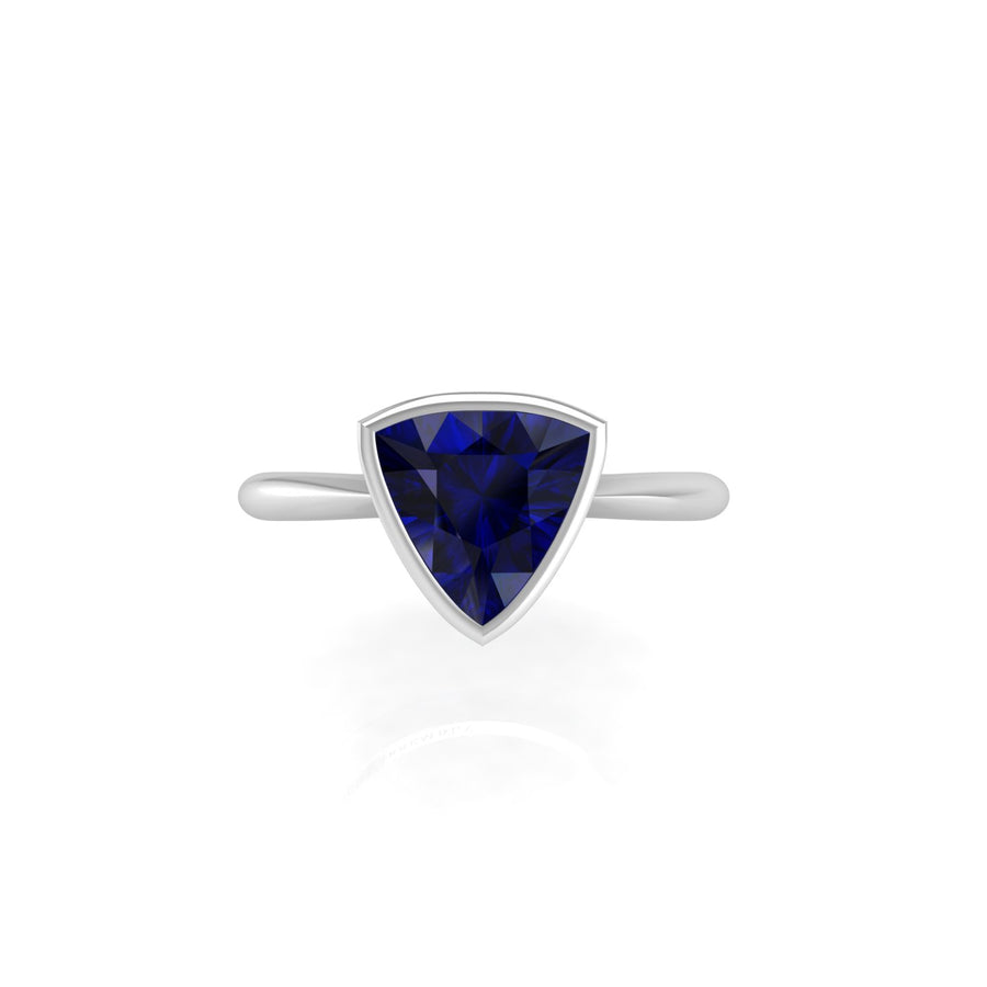 Celestial Solitaire Ring - Blue Sapphire Trillion
