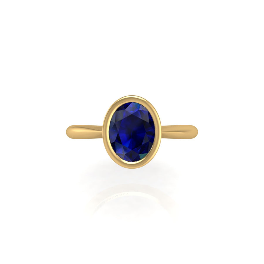Celestial Solitaire Ring - Blue Sapphire Oval