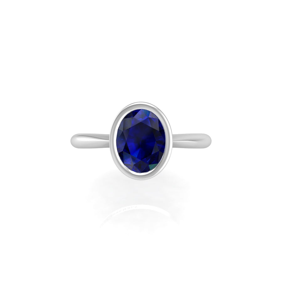 Celestial Solitaire Ring - Blue Sapphire Oval