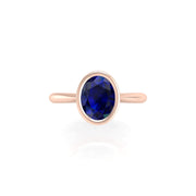 Celestial Solitaire Ring - Blue Sapphire Oval