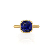 Celestial Solitaire Ring - Blue Sapphire Cushion
