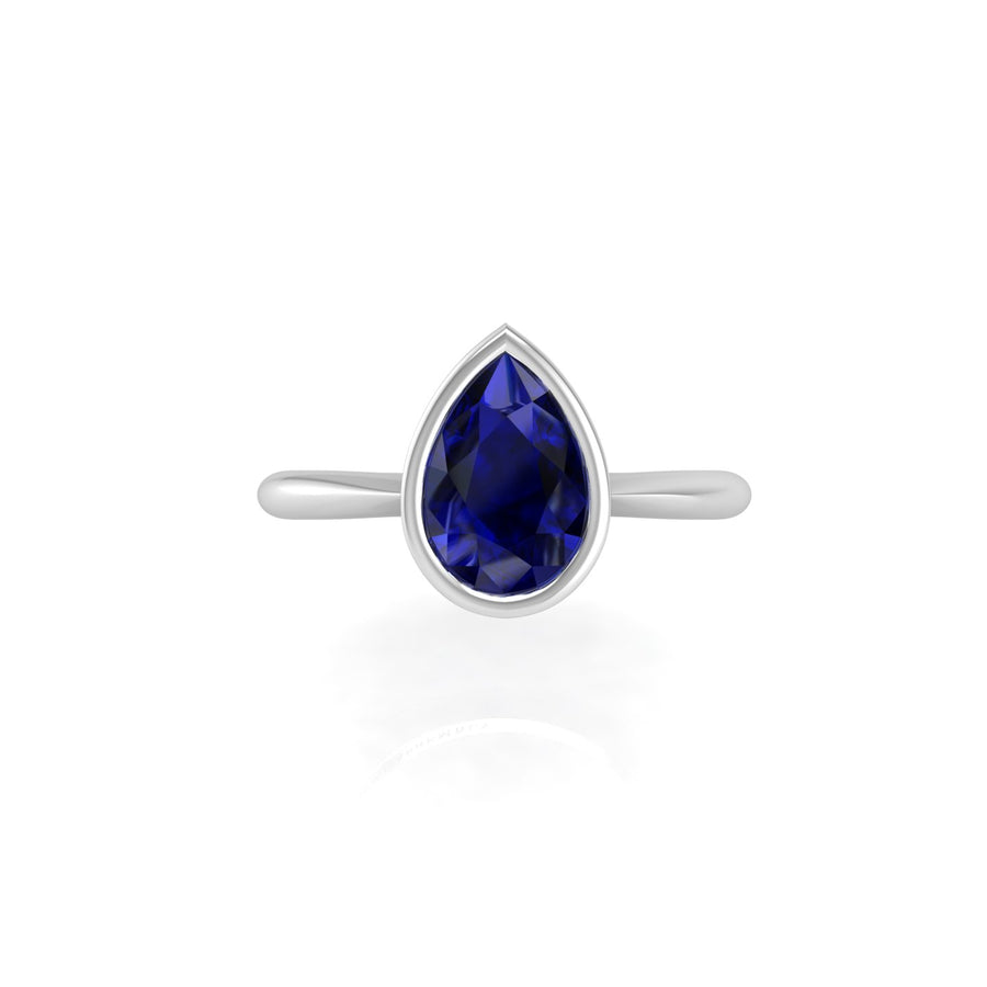 Celestial Solitaire Ring - Blue Sapphire Pear