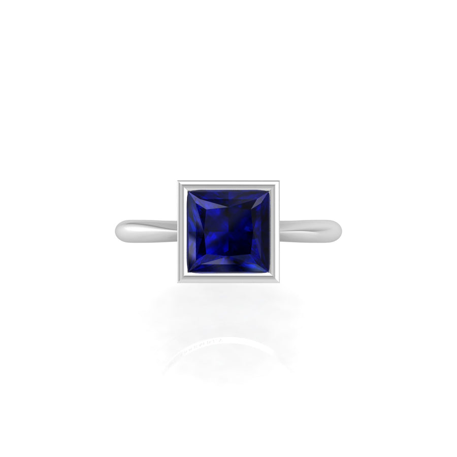 Celestial Solitaire Ring - Blue Sapphire Princess