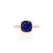 Celestial Solitaire Ring - Blue Sapphire Cushion
