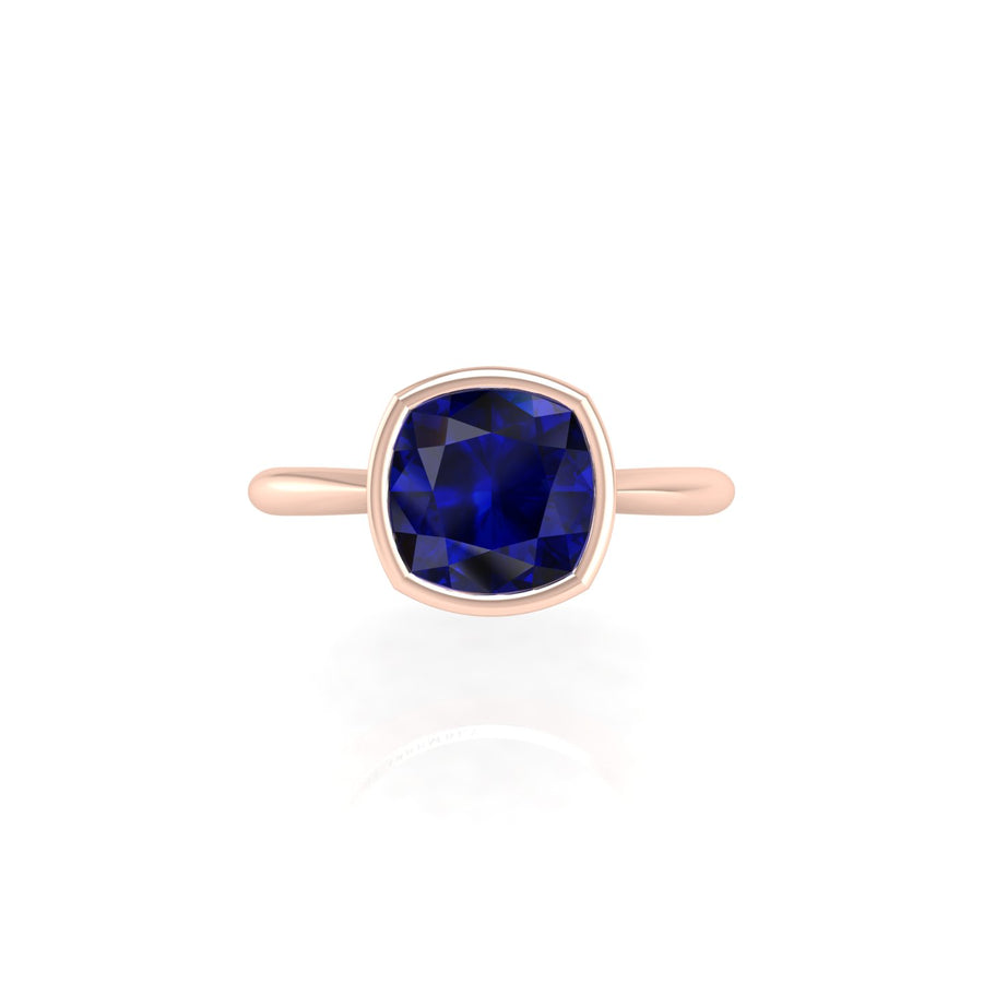 Celestial Solitaire Ring - Blue Sapphire Cushion