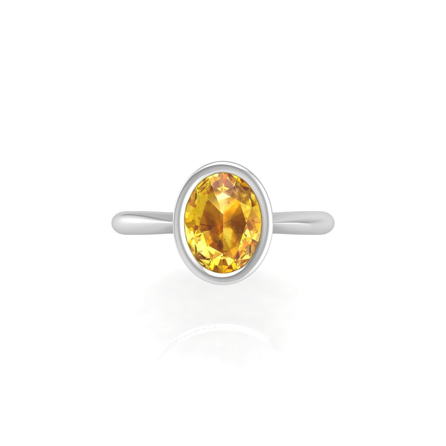 Celestial Solitaire Ring - Yellow Sapphire Oval