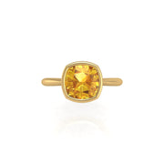 Celestial Solitaire Ring - Yellow Sapphire Cushion