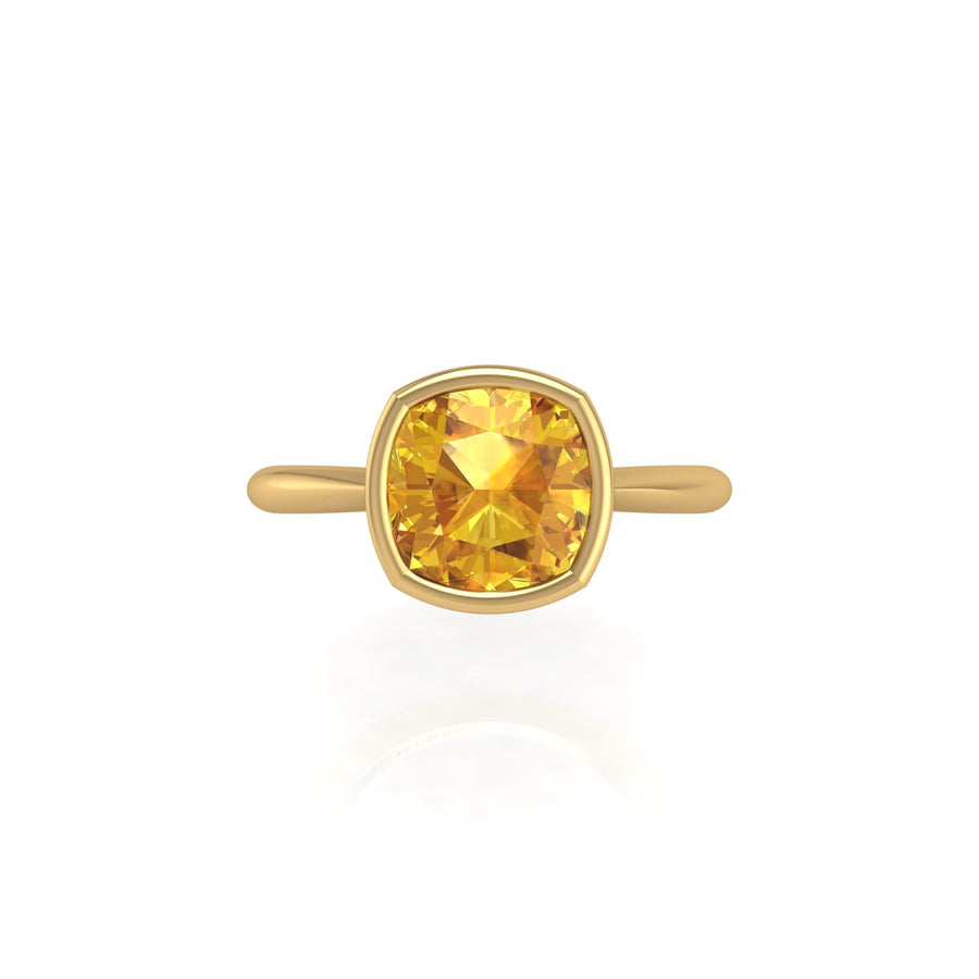 Celestial Solitaire Ring - Yellow Sapphire Cushion