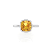 Celestial Solitaire Ring - Yellow Sapphire Cushion