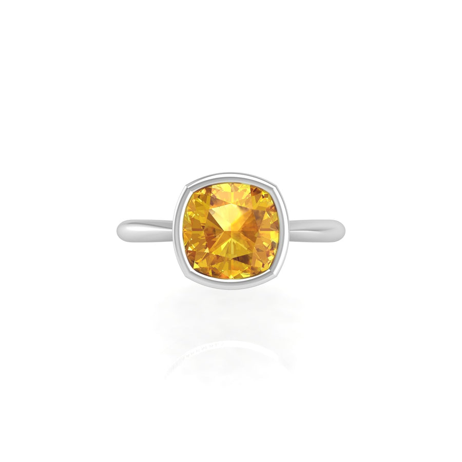 Celestial Solitaire Ring - Yellow Sapphire Cushion