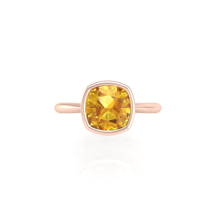 Celestial Solitaire Ring - Yellow Sapphire Cushion