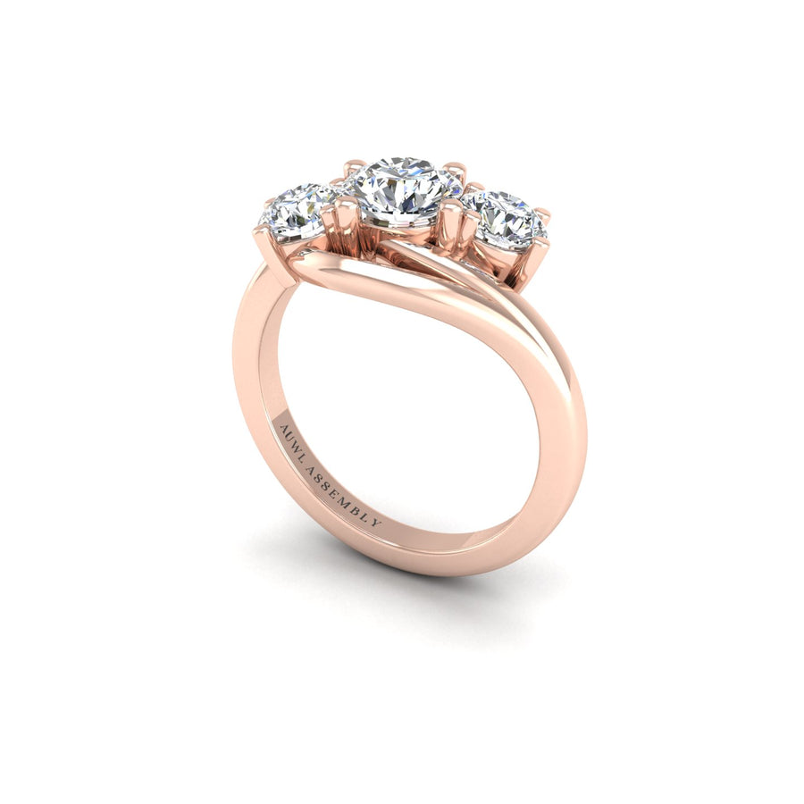 Three stone engagement ring in rose gold – AUWL Assembly