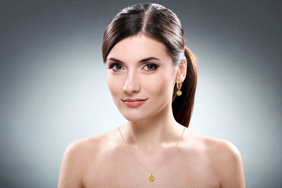 Divine Halo Pendant - Yellow Sapphire Round