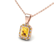 18k rose gold Zodiac birthstone gold chain necklace with yellow sapphire gemstone, designed for women, perfect astrology jewelry from Celestial Vibe collection at AUWL Assembly