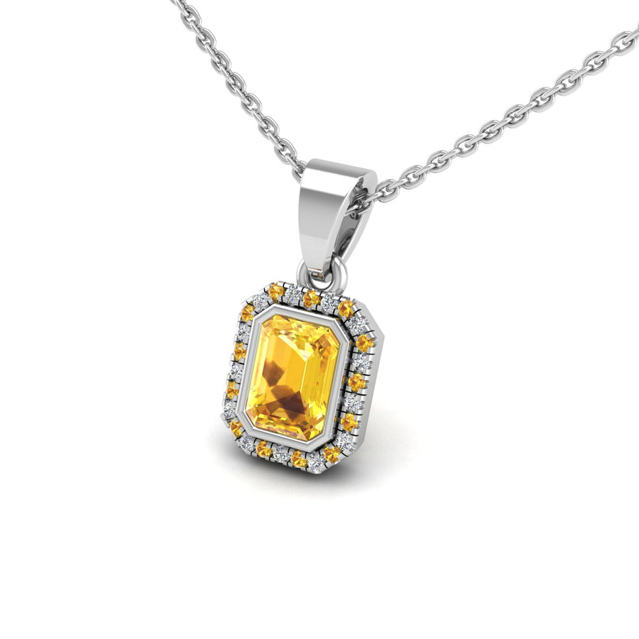 18k white gold Zodiac birthstone gold chain necklace with yellow sapphire gemstone, designed for women, perfect astrology jewelry from Celestial Vibe collection at AUWL Assembly