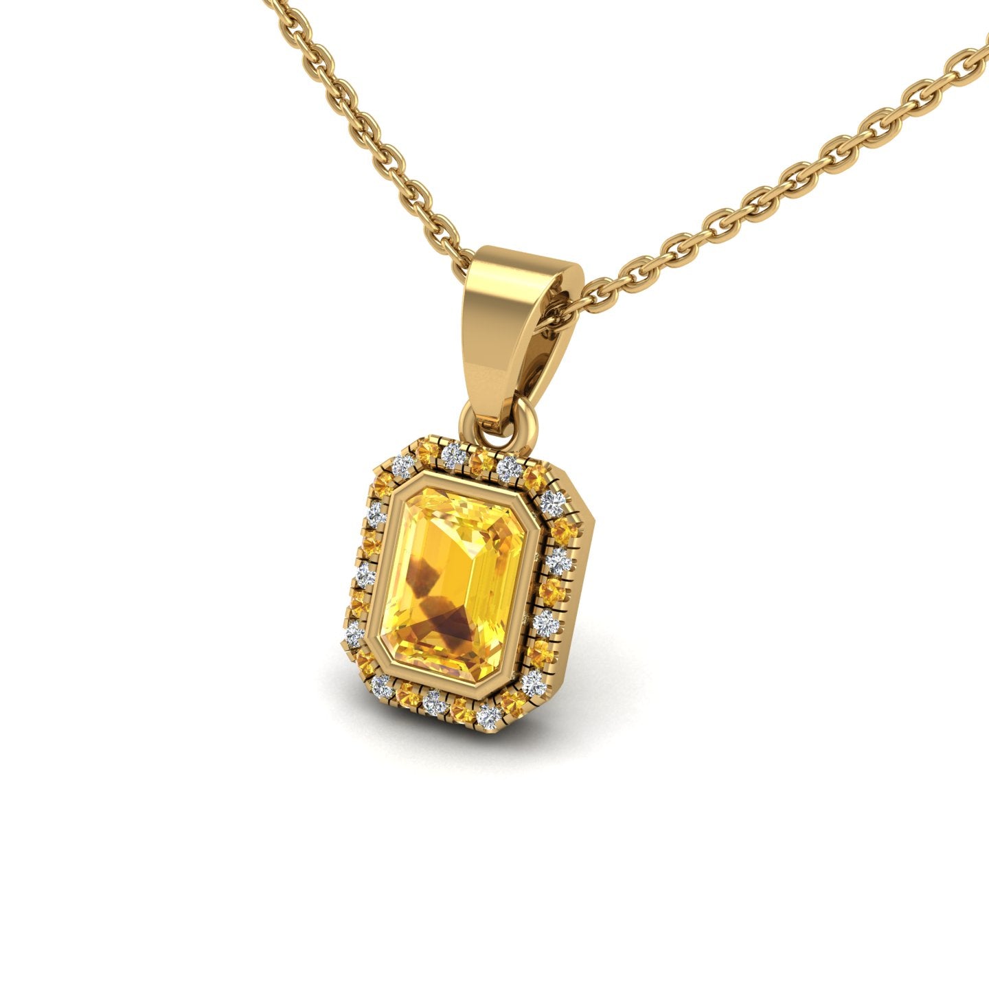 18k yellow gold Zodiac birthstone gold chain necklace with yellow sapphire gemstone, designed for women, perfect astrology jewelry from Celestial Vibe collection at AUWL Assembly