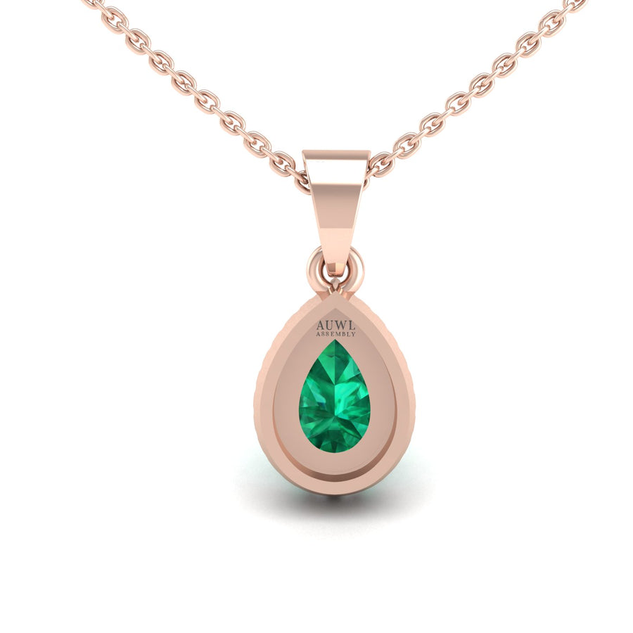 Divine Halo Pendant - Emerald Pear