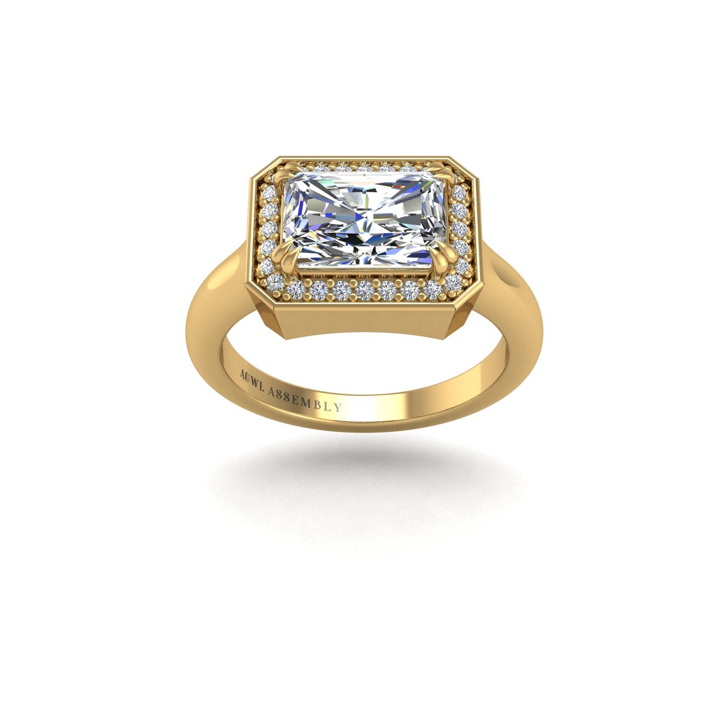belo horizonte east west emerald lab-grown engagement ring