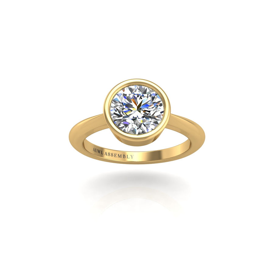 celestial round lab-grown solitaire diamond ring