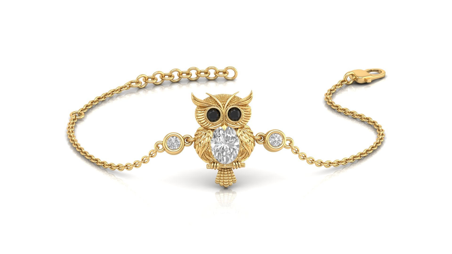claricia pechaka owl lab-grown diamond oval bracelet