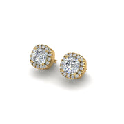 cosmic stud halo cushion lab diamond earrings