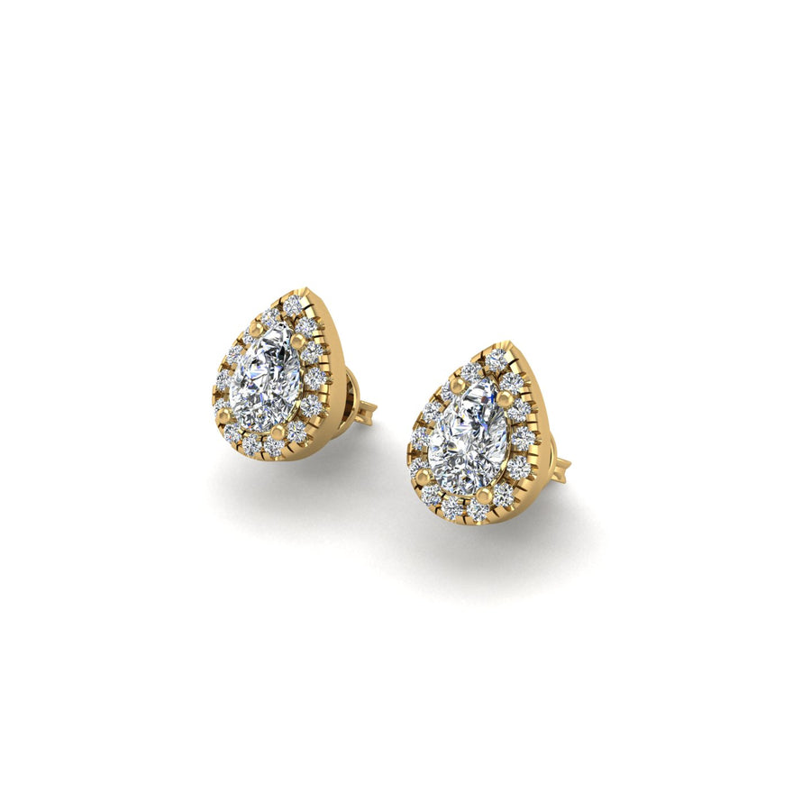 cosmic stud halo pear lab diamond earrings