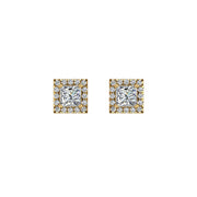 cosmic stud halo princess lab-grown diamond earrings