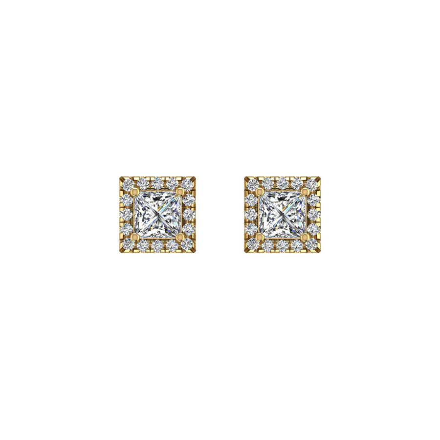 cosmic stud halo princess lab-grown diamond earrings