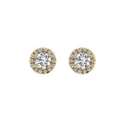 cosmic stud halo round lab diamond earrings